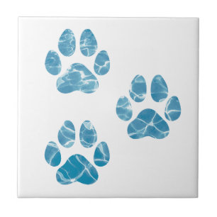 Dog Groomer Wash Paws Prints Watercolor Water Ceramic Tile