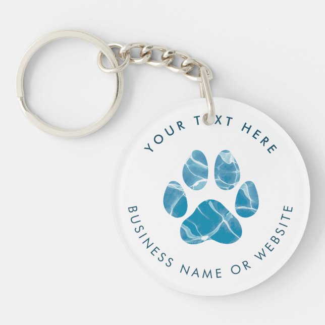 Dog Groomer Wash Water Paws Prints Promotional Keychain (Front)