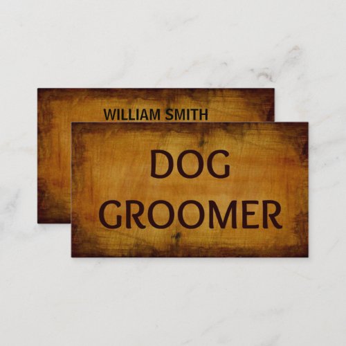 Dog Groomer Wood Grain Business Card