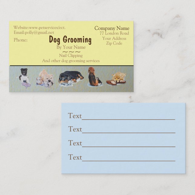 dog Grooming and pet care services appointment (Front/Back)