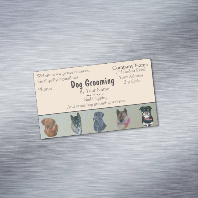 dog Grooming and pet care services appointment Business Card Magnet (In Situ)