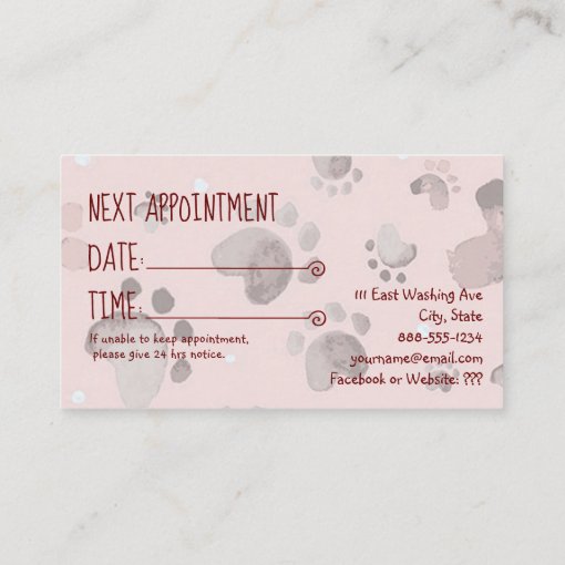 Dog Grooming Appointment Card Zazzle