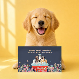 Dog Grooming Bath Bed Floral Appointment Business Card