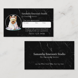 Dog grooming black marble professional appointment card