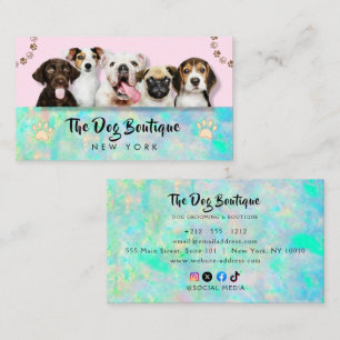 Dog grooming boutique pet sitter cute puppy script business card