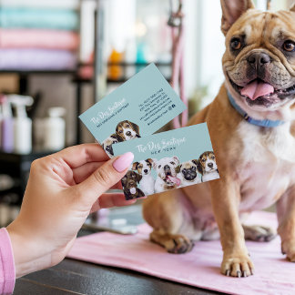 Dog grooming boutique pet sitter cute puppy script business card