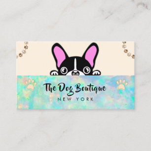 Dog grooming boutique pet sitter cute puppy script business card