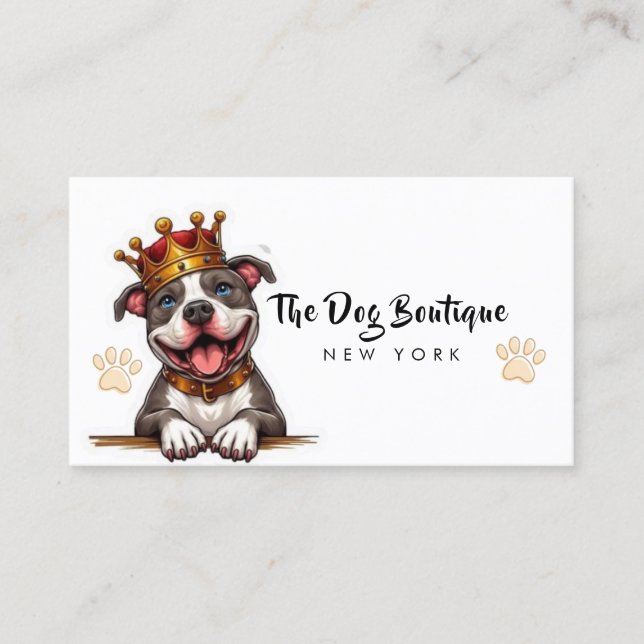 Dog grooming boutique pet sitter cute puppy script business card (Front)