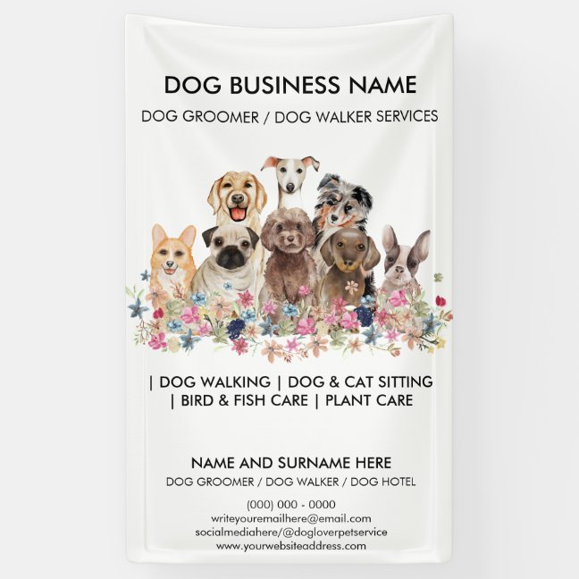 Dog grooming boutique pet sitter walker business banner