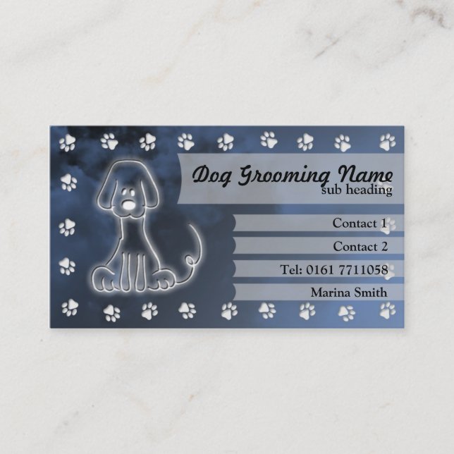 Dog Grooming Business Card [blue] (Front)