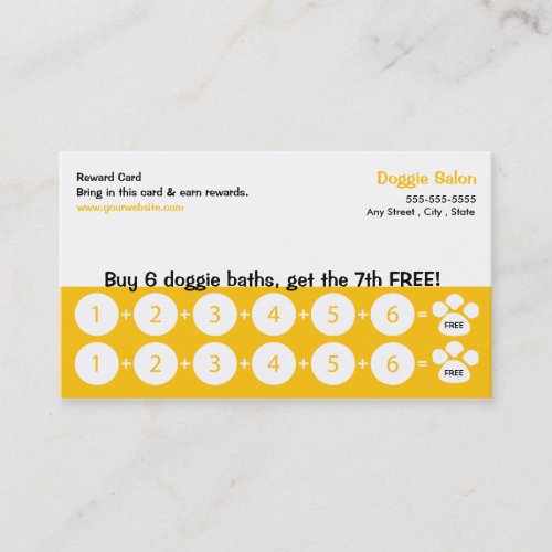 Dog Grooming Business Card Loyalty Card