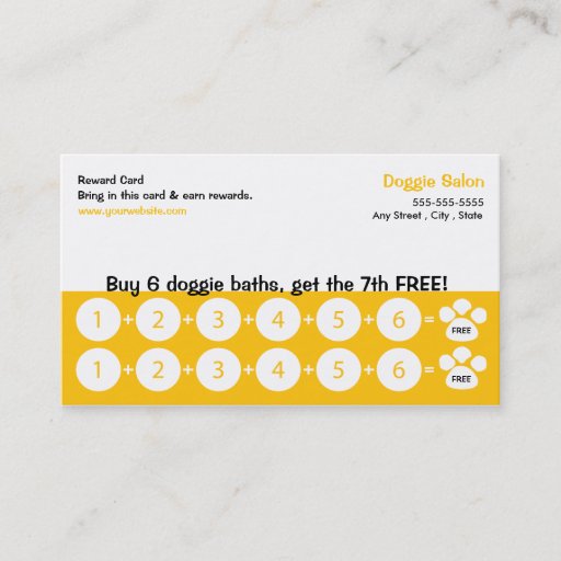 Customizable Dog Grooming Business Card Loyalty Card