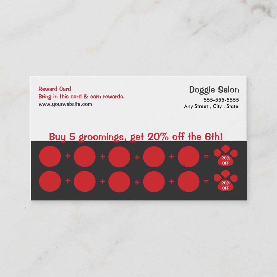 Dog Grooming Business Card Loyalty Card | Zazzle