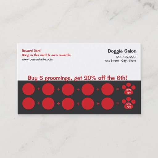 Customizable Dog Grooming Business Card Loyalty Card