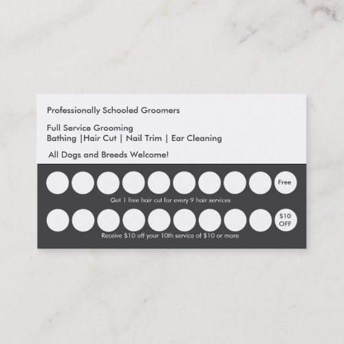 Dog Grooming Business Card Loyalty Card