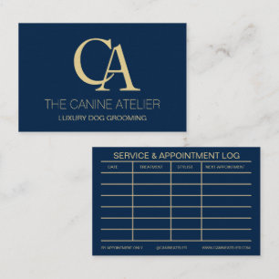 Dog Grooming Business Card Oxford Blue & Gold