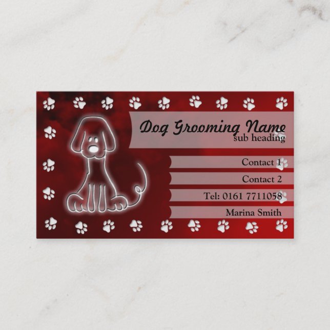 Dog Grooming Business Card [red] (Front)