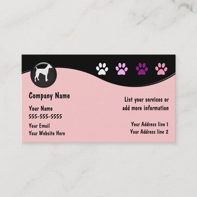 Dog Grooming Business Cards (Front)