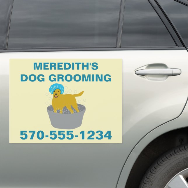 Dog Grooming Business Dog Groomers Promotional Car Magnet (In Situ)