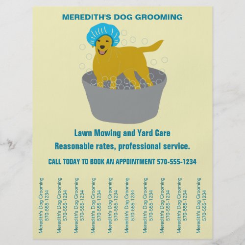 Dog Grooming Business Dog Groomers Tear Off Strips Flyer