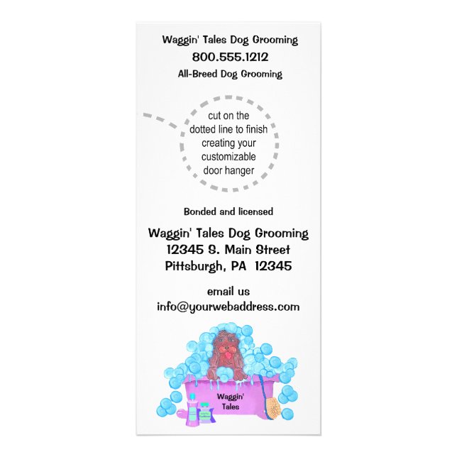 Dog Grooming Business Door Hangers Rack Card (Front)