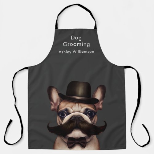 Dog Grooming Business Funny French Bulldog Apron
