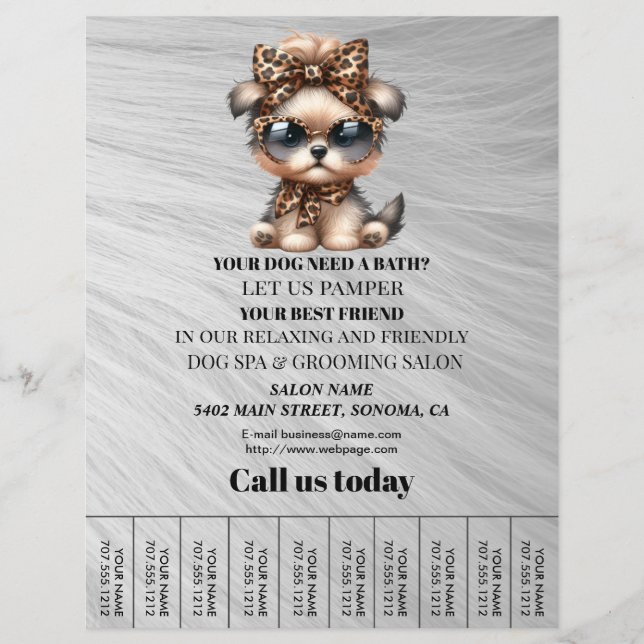 Dog grooming business personalized flyer (Front)