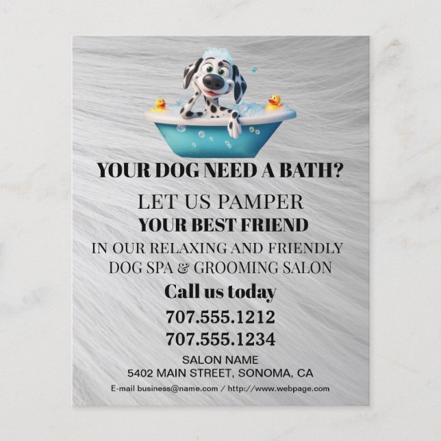 Dog grooming business personalized flyer (Front)