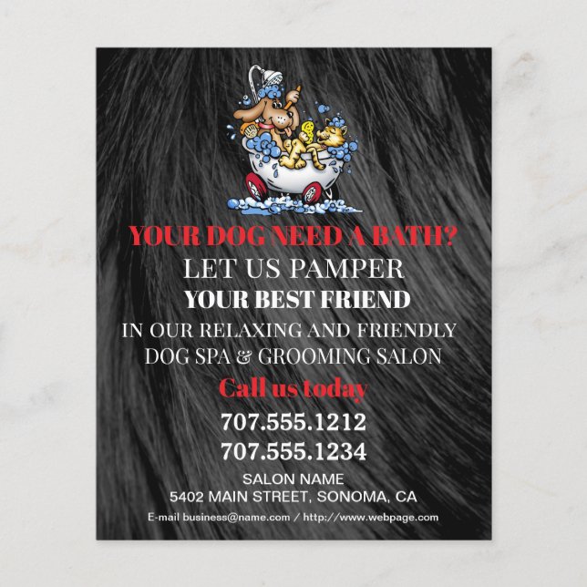 Dog grooming business personalized flyer (Front)