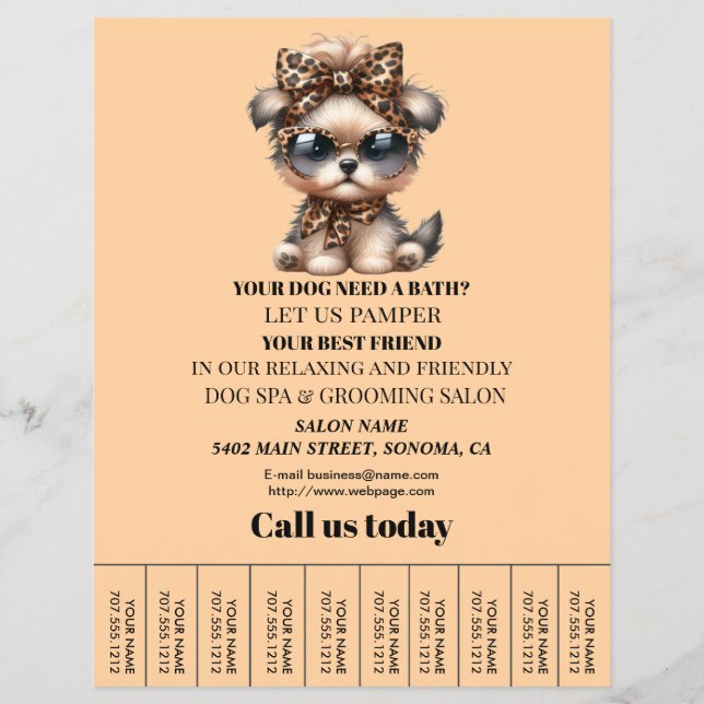 Dog grooming business personalized flyer (Front)