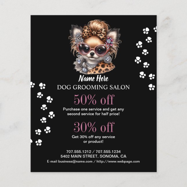 Dog grooming business personalized flyer (Front)