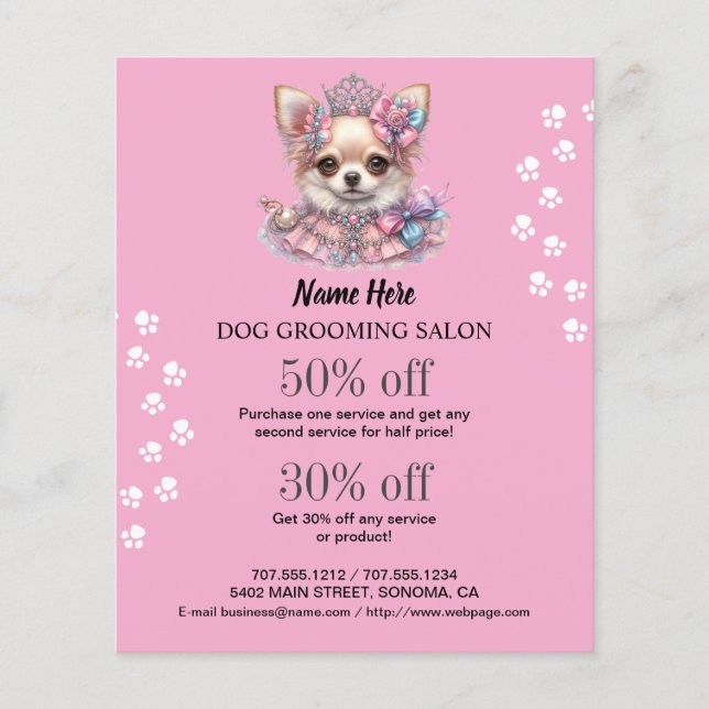 Dog grooming business personalized flyer (Front)