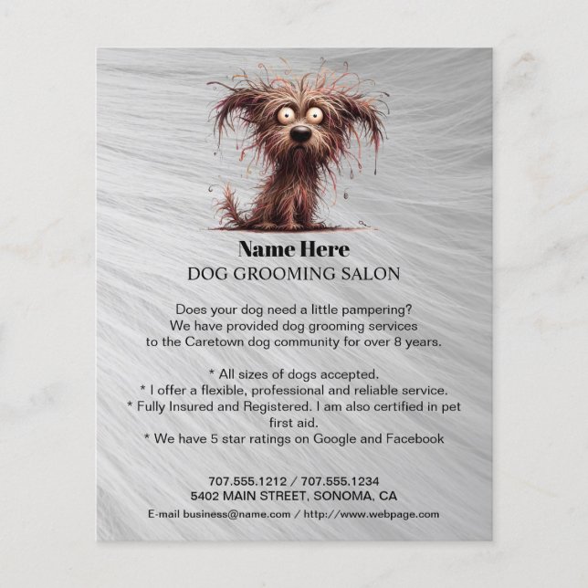 Dog grooming business personalized flyer (Front)