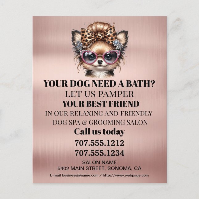 Dog grooming business personalized flyer (Front)