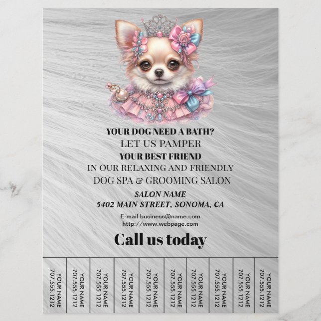 Dog grooming business personalized flyer (Front)