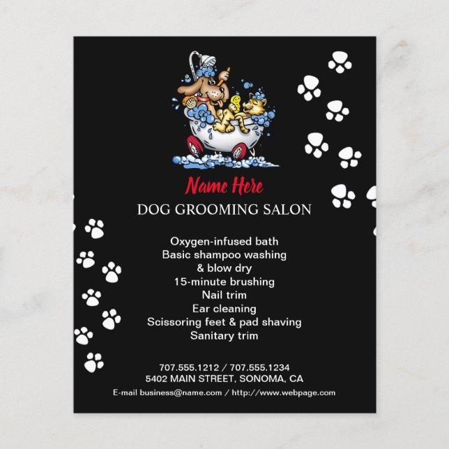 Dog grooming business personalized flyer (Front)