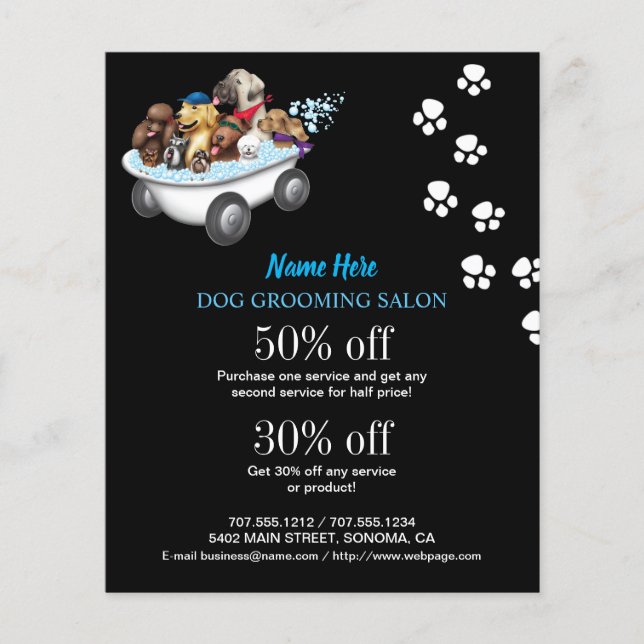 Dog grooming business personalized flyer (Front)