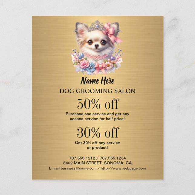 Dog grooming business personalized flyer (Front)