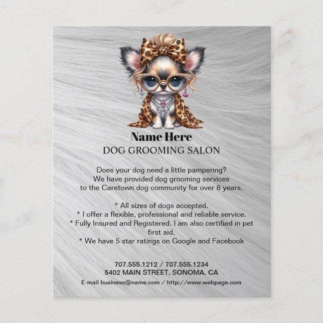 Dog grooming business personalized flyer (Front)