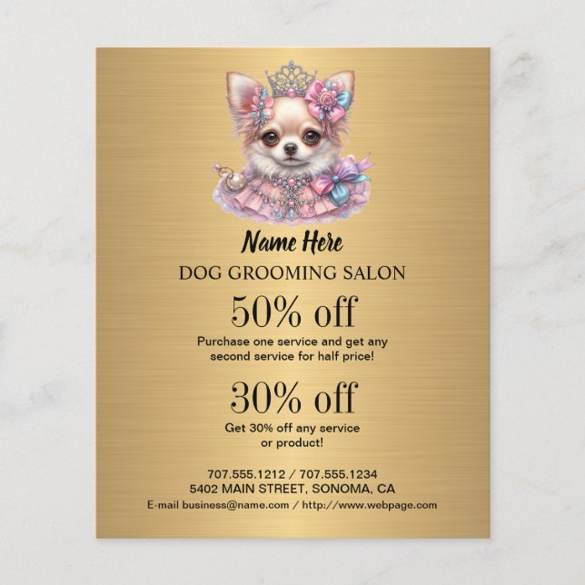 Dog grooming business personalized flyer (Front)