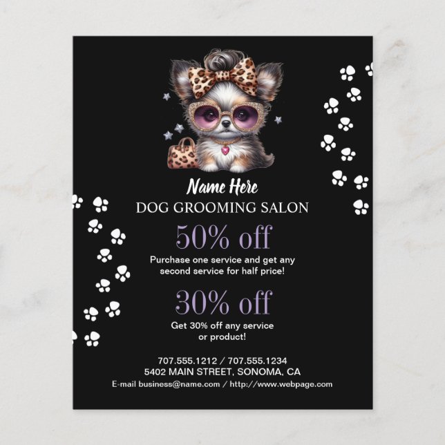 Dog grooming business personalized flyer (Front)