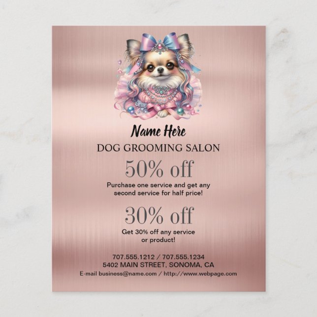 Dog grooming business personalized flyer (Front)