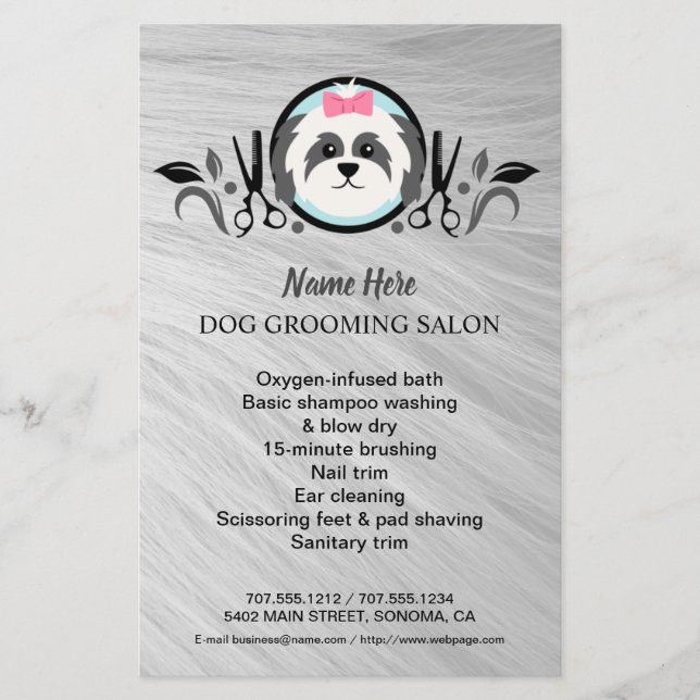 Dog grooming business personalized flyer (Front)