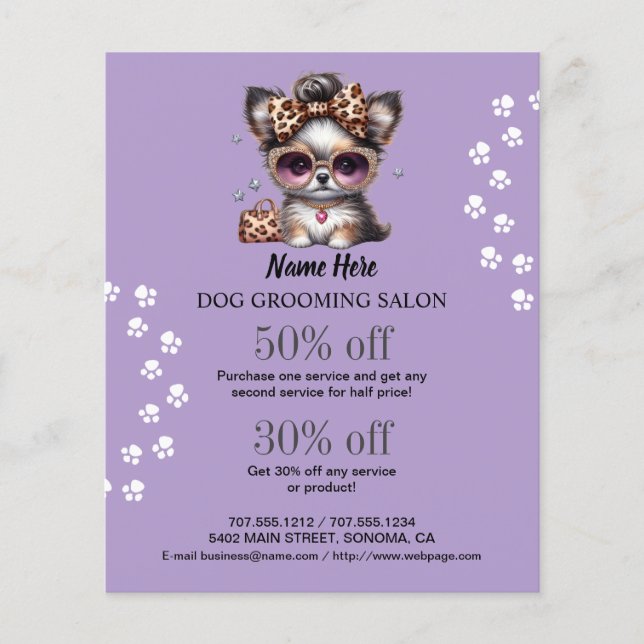 Dog grooming business personalized flyer (Front)