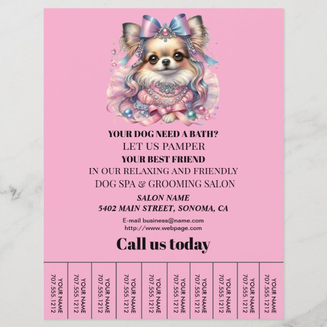 Dog grooming business personalized flyer (Front)