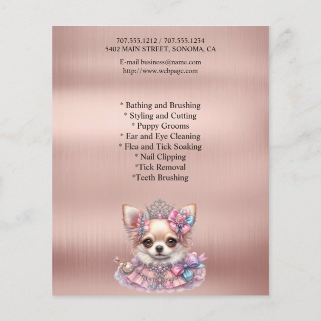 Dog grooming business personalized flyer (Back)