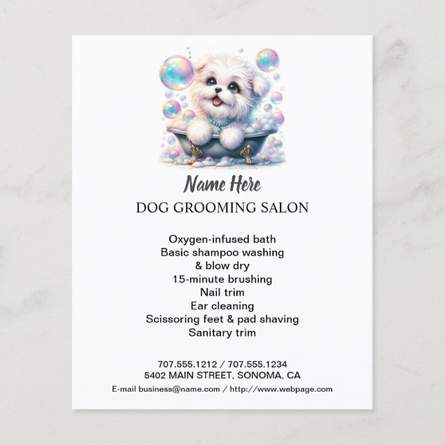 Dog grooming business personalized flyer (Front)