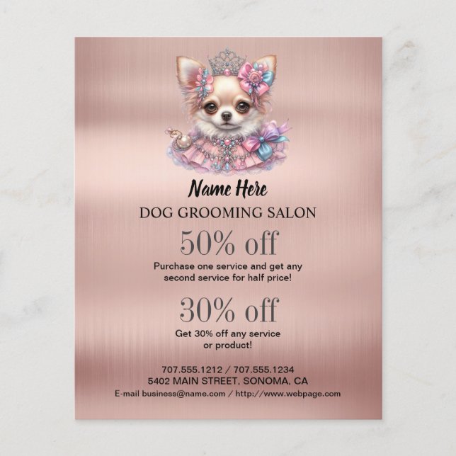 Dog grooming business personalized flyer (Front)