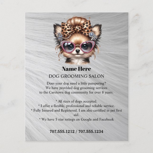 Dog grooming business personalized flyer (Front)