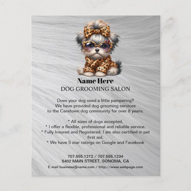 Dog grooming business personalized flyer (Front)
